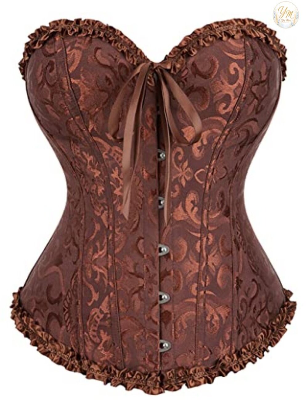 Lace Up Corset Top Overbust Bustier Body Shaper with Plastic Boning